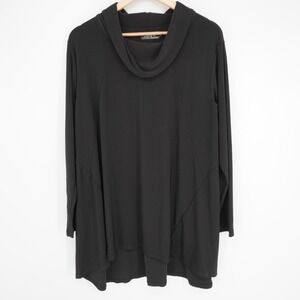 Sympli Cowl Neck Tunic Top Womens 14 Black Slinky Travel Minimalist Lagenlook